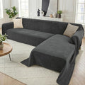Sectional Couch Covers, 2 Pieces Washable L Shaped Couch Covers Sofa Blanket for Dogs Pet Friendly Sectional Sofa Slipcovers Furniture Covers,71"x118"+91"x134",(XXX-Large,Charcoal Gray)