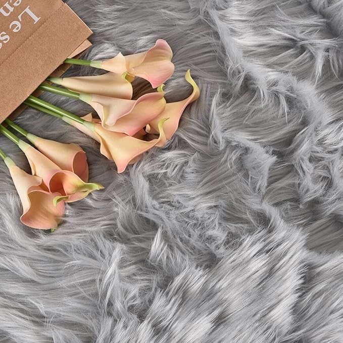 Latepis Small Rugs for Bedroom 2x3 Grey Faux Sheepskin Rug for Living Room Super Soft Rugs for Dorm Room Fluffy Rug for Bedroom Rectangle