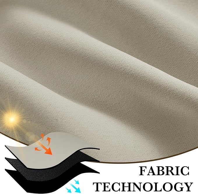 RYB HOME 100% Blackout Bathroom Curtains Over Sink 30 inches Long, Heat & UV Blocking Total Room Darkening Noise Reducing Curtains for Basement RV Campers, Natural, 2 Panels Set