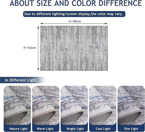 4x6 Rug - Stain Resistant Abstract Washable Rugs, Anti Slip Area Rugs for Living Room,Modern Low Pile Carpet with Rubber Backing Home Decor Small Area Rug
