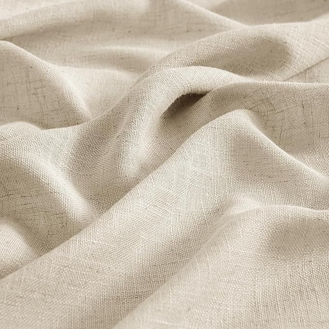 MIULEE Linen Curtains 108 Inch Length 2 Panels for Bedroom Living Room, Soft Thick Linen Textured Back Tab Window Drapes Semi Sheer Light Filtering Rod Pocket Modern Farmhouse Decor