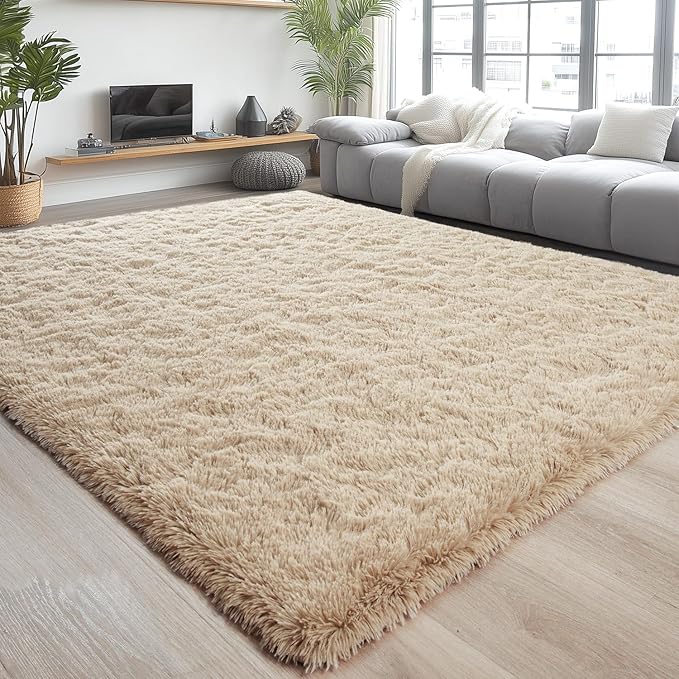 Chicrug Soft Area Rugs for Bedroom Living Room Plush Fluffy Rug 4x6 Feet, Shag Furry Area Rug Carpet Non Shedding for Nursery Children Kids Girls Room Home Decorative, Camel