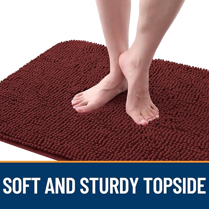 OLANLY Dog Door Mat for Muddy Paws 30x17, Absorbs Moisture and Dirt, Absorbent Non-Slip Washable Doormat, Quick Dry Chenille Mud Mat, Entry Indoor Entryway Carpet for Inside Floor, Caramel Russet