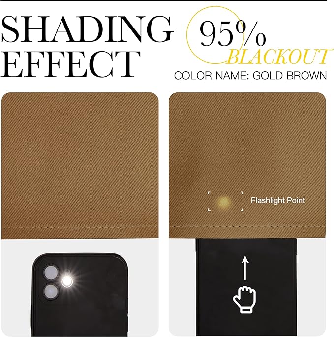 NICETOWN Sleek Blackout Curtains 108 inches Length for Windows, 2 Panels, Gold Brown, W55 x L108 -Inch, Noise Reducing and Block Draft Panels for Door Doorway Laundry Office Luxury Decor Theme