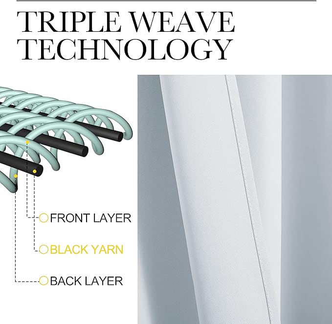 NICETOWN Greyish White Window Curtain Panels - Thermal Insulated Rod Pocket Room Darkening Curtain Sets for Bedroom (Greyish White, 2 Panels, 34 in x 45 in (W x L))