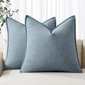MIULEE Decorative Linen Euro Sham Pillow Covers 28x28 Inch Blue Grey Boho Farmhouse Neutral Couch Throw Pillows for Bed Pack of 2 Accent Modern Pillowcase Sofa Livingroom Home Decor