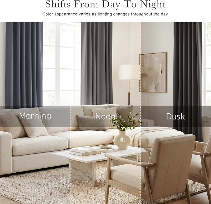 PONY DANCE Short Curtains Half Window Curtains for Bedroom, Privacy Blackout Energy Saving Drapes for Living Room Bathroom Shades, Wide 34 x Long 30 inches per Panel, Grey, 2 Pcs
