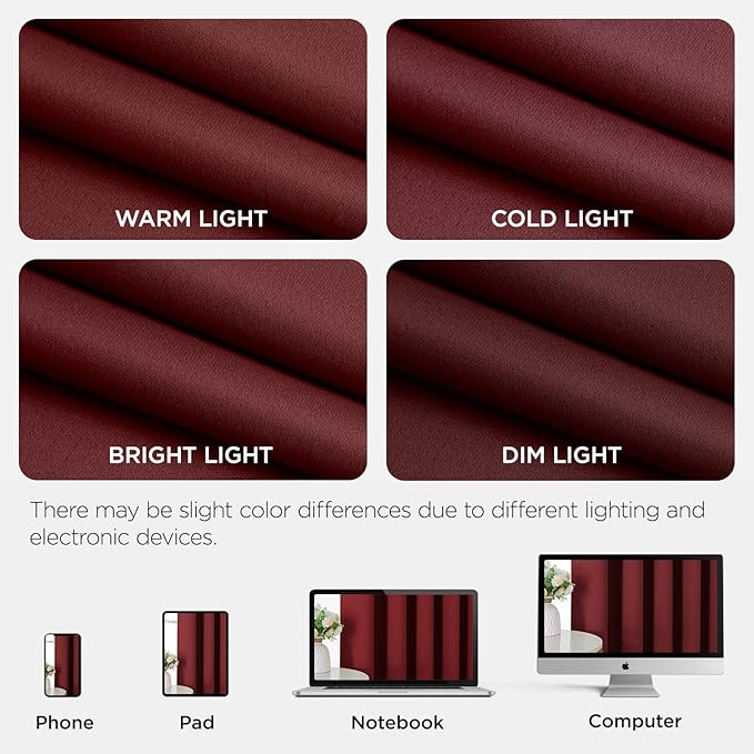 Joydeco Blackout Patio Sliding Door Curtains 72 Inches Long, Grommet Privacy Room Divider Curtains, Extra Wide Thermal Blackout Drapes for Bedroom Living Room (Burgundy Red, 60Wx72L, 1 Panel)