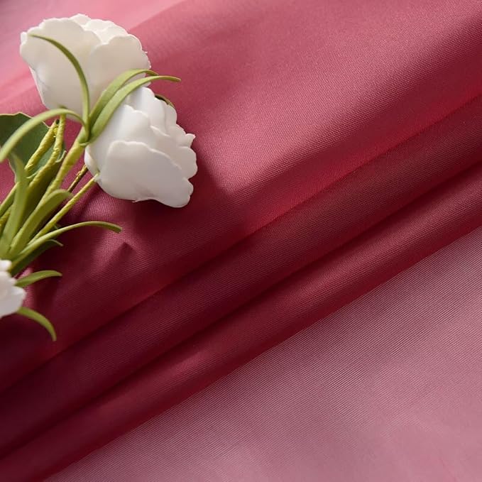 SpaceDresser Burgundy Sheer Curtains 4 Panels Rod Pocket Semi-Sheer Curtain 84 Inches Long Light Filtering Voile Window Drapes for Bedroom Living Room Kitchen, Each 52W x 84L