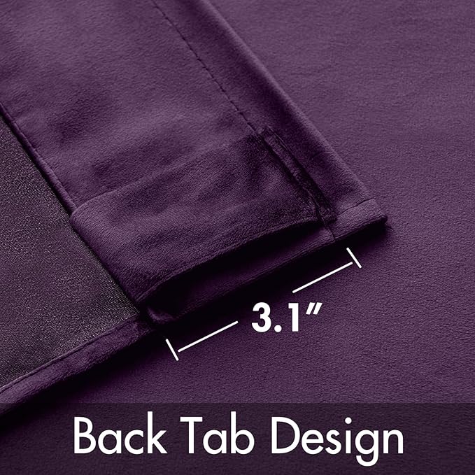 MIULEE Purple Velvet Curtains 96 inches - Luxury Blackout Curtains for Bedroom Living Room Thermal Insulated Super Soft Window Drapes Rod Pocket & Back Tab, W52 x L96 inches, 2 Panels
