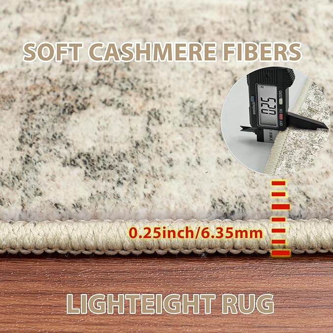 5x7 Area Rugs for Living Room Rug Washable: Abstract Rug for Dining Room Bedroom Carpet Non Slip 5 by 7 Indoor Modern Nursery Home Office Beige Brown