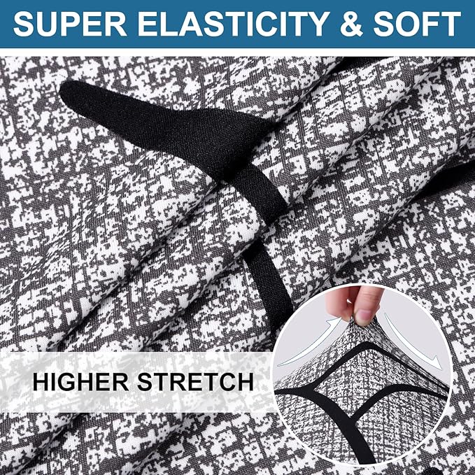 Smiry Printed Couch Cushion Covers, Stretch Soft Couch Covers for Sofa, Washable Non-Slip Sofa Slipcover Furniture Protector for Indoor and Outdoor (2 Pack, Grey and Black)
