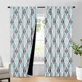 Beauoop 100% Blackout Curtains 84 Inches Long 2 Panels for Bedroom Living Room Aqua Grey Moroccan Geo Room Darkening Thermal Insulated Soundproof Rod Pocket Back Tab Window Treatments Drapes, 50x84