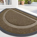 OLANLY Half Circle Door Mat Indoor Outdoor Entrance Welcome, Waterproof All-Season, All-Weather Doormat, Sturdy Natural Rubber, Low Profile, Easy Clean Patio Porch Entryway Mat, 47x32, Brown