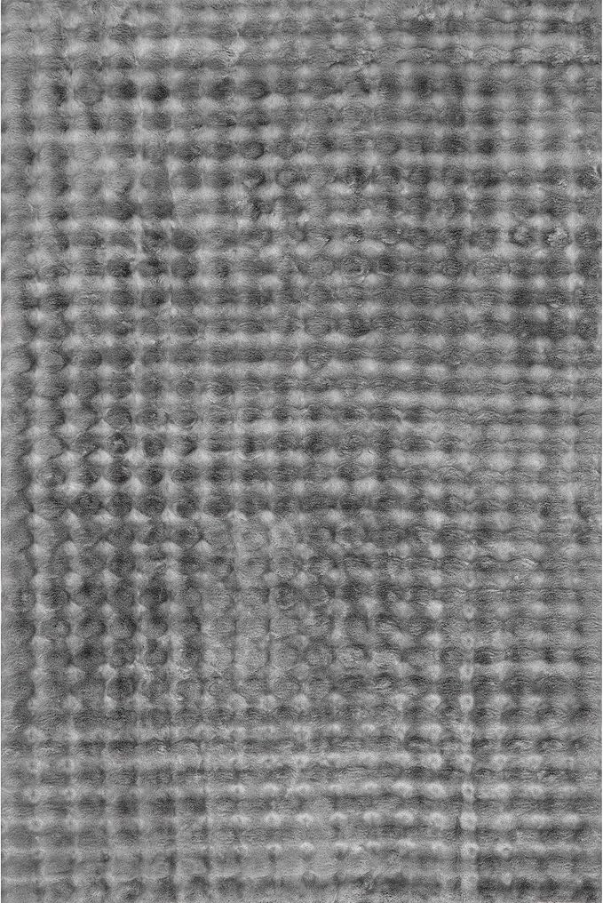 Nuloom Jeni Dark Grey, 3' x 5', Solid Faux Rabbit, Fluffy and Cozy, High Traffic, Stain Resistant, Easy Clean, Durable Washable Area Rug for Bedroom, Living Room, Dining, Den, Foyer, Entryway