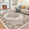 OPPODREAM Soft 10x14 Area Rugs, Washable Rugs 10x14 with Non Slip Backing, Low-Pile Faux Cashmere 10 x 14 Carpet, Khaki