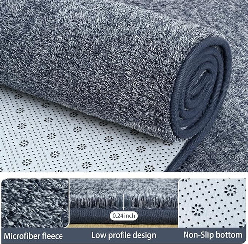 AROGAN Washable 2x10 Runner Rug for Hallway, Long Runner Rugs wtih Soft Memory Foam for Bedroom, Non Slip Backing Carpet Runners for Hallways, Kitchen, Bathroom, Entryway Home Decor, Navy Blue