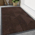 Smiry Front Door Mat Outside Entrance, Heavy Duty Sturdy Natural Rubber Doormat, Trap Dirt and Moisture, Easy Clean Low Profile Welcome Floor Mats for Indoor Outdoor Entry, 47x23 Inch, Dark Brown