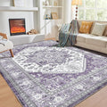 OPPODREAM Soft Area Rugs 5x7, 5x7 Washable Rug with Non Slip Backing, 5 x 7 Faux Cashmere Low-Pile Carpet, Purple