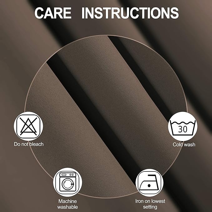 LEMOMO Chocolate Brown Blackout Curtains 40 x 63 Inch Length/Set of 2 Curtain Panels/Thermal Insulated Room Darkening Blackout Curtains for Bedroom