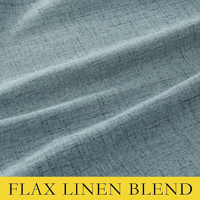 NICETOWN 100% Absolutely Blackout Linen Curtains with Thermal Insulated White Liner, Skylark Blue, 52" Wide, 120" Length Energy Saving Curtains for Living Room 2 Panels Set, Vertical Blinds