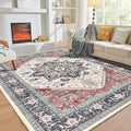 OPPODREAM Soft Area Rugs 5x7, 5x7 Washable Rug with Non Slip Backing, 5 x 7 Faux Cashmere Low-Pile Carpet, Black & Red
