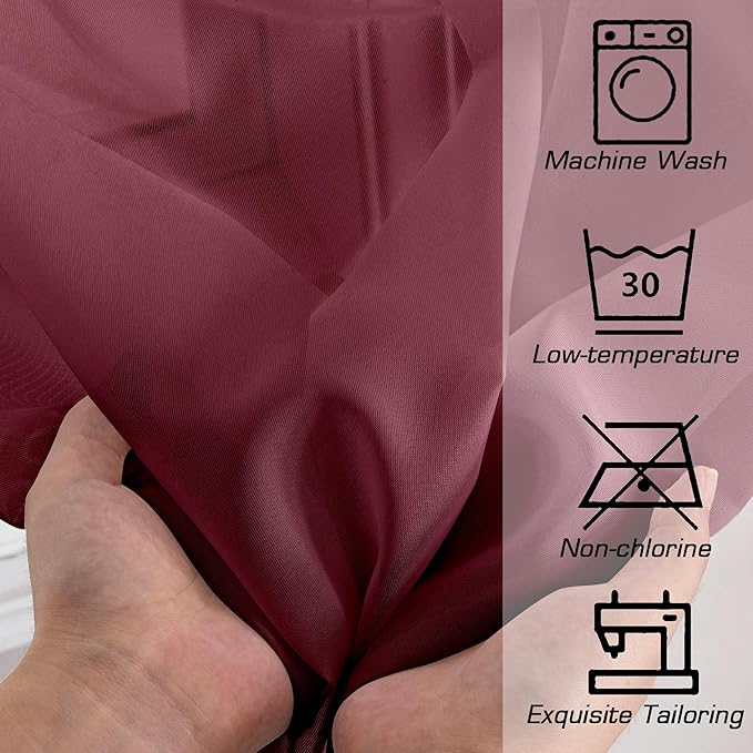 Simplebrand Burgundy Red Sheer Curtains 90 Inches Long 2 Panels, Light Filtering Rod Pocket Solid Color Window Sheer Curtain Panels, Elegant Curtains & Drapes for Living Room, Bedroom, 59" W x 90" L