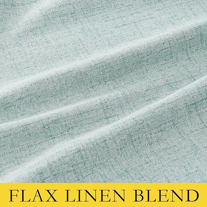 NICETOWN 100% Absolutely Blackout Linen Curtains with Thermal Insulated White Liner, Seafoam Green, 52" Wide, 72" Length Energy Saving Curtains for Living Room 2 Panels Set, Vertical Blinds