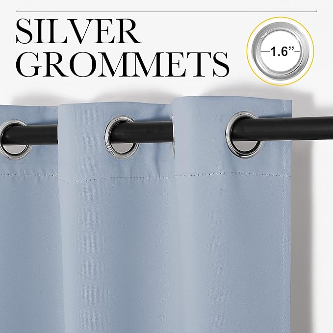 NICETOWN Vintage Blue Blackout Curtains 45 inches Length for Kitchen, 2 Panels, 29" Wide, Thermal Insulated Decoration Drapes for Small Window