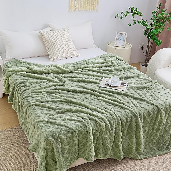 Aganear Flannel Throw Blanket - Cozy Soft Lightweight Fuzzy Blanket for Women Portable Throw Blankets for Couch, Warm Present for Birthday, Christmas, Halloween, Housewarming(50"x60", Sage Green)