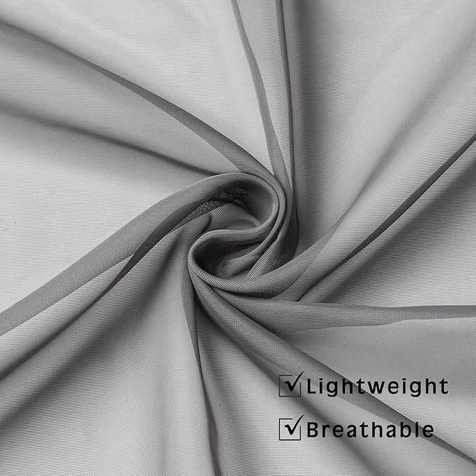 OWENIE Sheer Curtains Living Room 54 inches Long, Rod Pocket Curtain Sheers Bedroom, Light Filtering Voile Panels Drapes Small Window Treatments 2 Panels, 42" W x 54" L, Grey