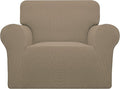 Easy-Going Stretch Chair Sofa Slipcover 1-Piece Couch Sofa Cover Furniture Protector Soft with Elastic Bottom for Kids, Pet. Spandex Jacquard Fabric Small Checks (Chair, Natural)