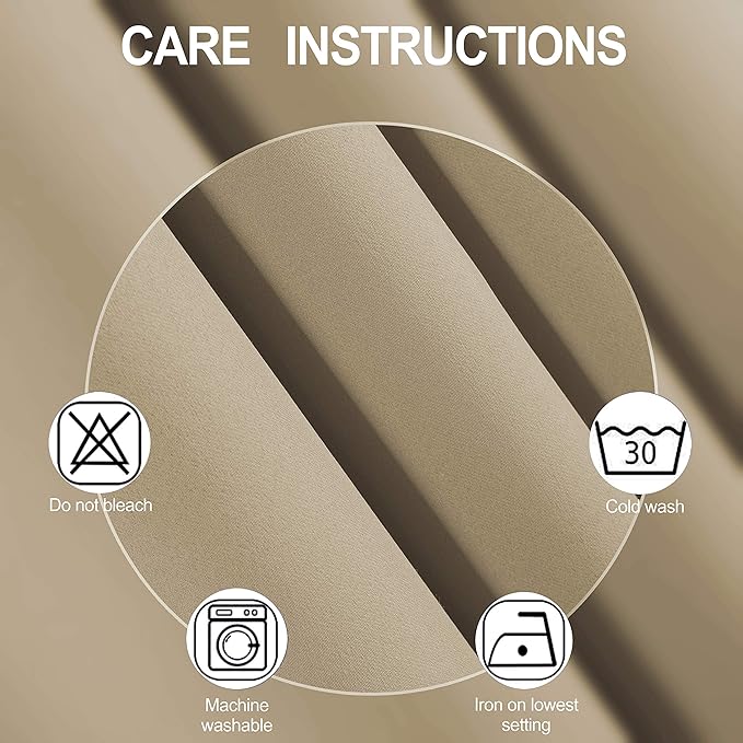 LEMOMO Beige Blackout Curtains 66 x 63 Inch Length/Set of 2 Curtain Panels/Thermal Insulated Room Darkening Blackout Curtains for Bedroom