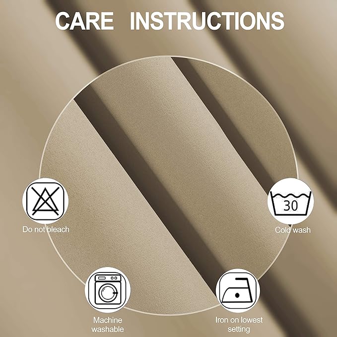 LEMOMO Beige Thermal Blackout Curtains/38 x 54 Inch/Set of 2 Panels Room Darkening Curtains for Bedroom