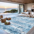 Area Rugs Living Room Rug - 4x6 Washable Modern Abstract Soft Neutral Non-Slip Carpet Large Indoor Floor Thin Carpets for Bedroom Dining Room Farmhouse Nursery Home Office Blue Grey