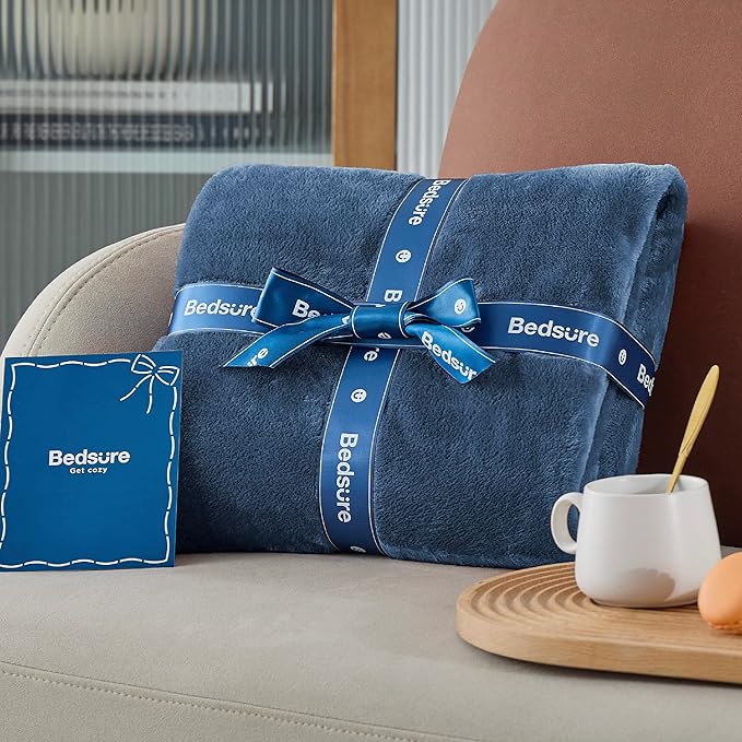 Bedsure GentleSoft Fleece Throw XL Blanket Mineral Blue - 300GSM Soft Lightweight Plush Cozy Blankets for Bed, Sofa, Couch, Travel, Camping, 50x70 inches