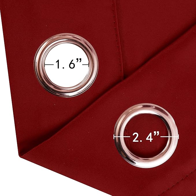 LEMOMO Red Blackout Curtains 34 x 54 Inch Length/Set of 2 Curtain Panels/Thermal Insulated Room Darkening Blackout Curtains for Bedroom