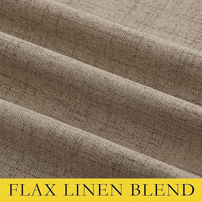 NICETOWN Burlap Vintage Open Linen Weave Flax Thermal Curtains, 100% Blackout Curtains 95" Long for Dining Room, Soundproof Window Treatment Drapes for Bedroom, 52" Wide Per Panel, Set of 2