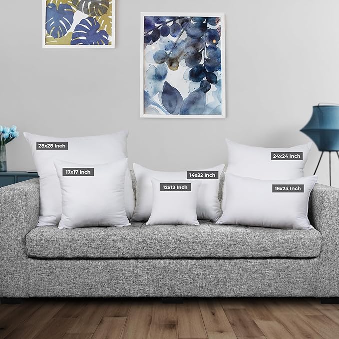 Utopia Bedding 17x17 Pillow Inserts, Set of 2, White – Indoor Decorative Throw Pillows for Bed, Sofa & Couch – Soft, Supportive & Fluffy Cushion Inserts