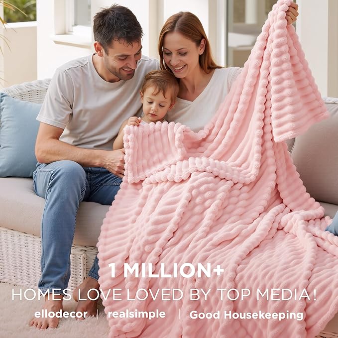 Bedsure GentleSoft Coral Pink Fleece Blanket for Couch - Super Soft Cozy Blankets for Women, Cute Small Blanket for Girls, 50x70 Inches