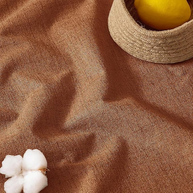 RYB HOME Burnt Orange Total Blackout Curtains Linen Texture, Rustic Fall Curtains for Bedroom/LivingRoom/Office, Thermal Insulated Boho Farmhouse HomeDecor, Luxury Privacy Drapes, W52xL90, 2 Panels