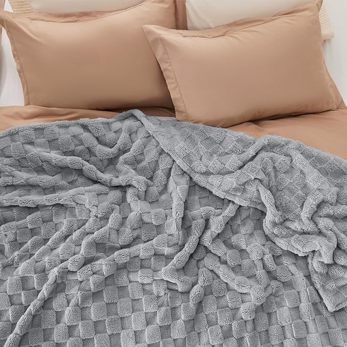Bedsure GentleSoft Blankets Queen Size for Bed - Super Soft Cozy Blanket for Kids Girls, Large Fuzzy Fleece Throw for Bedroom Decor, Silver Grey, 90x90 Inches
