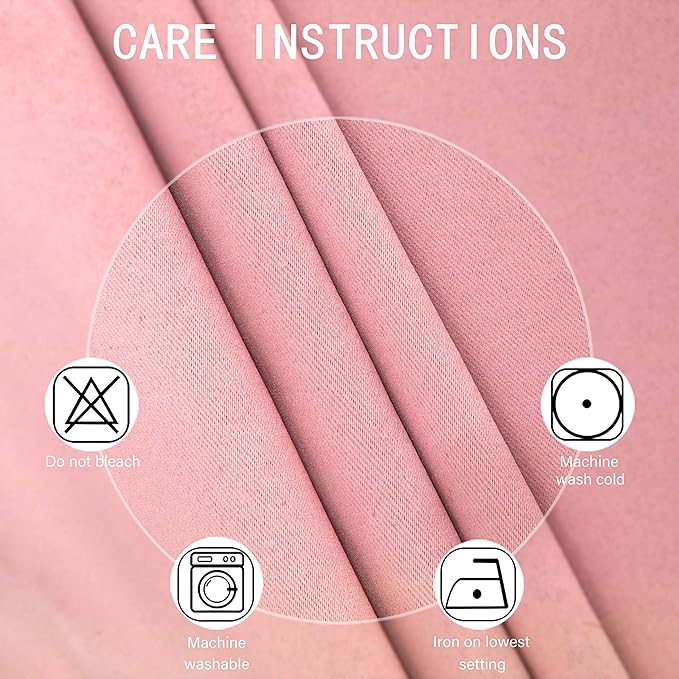 LEMOMO Blackout Curtains 66 x 95 inch/Pink Curtains Set of 2 Panels/Thermal Insulated Room Darkening Bedroom Curtains