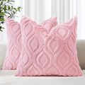 decorUhome Summer Throw Pillow Covers 18x18 Inch Set of 2, Soft Plush Faux Wool Light Pink Solid Couch Pillow Covers, Accent Farmhouse Neutral Square Pillow Cases for Sofa Bed Living Room
