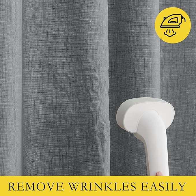 NICETOWN 100% Absolutely Blackout Linen Curtains with Thermal Insulated White Liner, 62" Wide, 2 Panels, 84" Long Drapes, Grommet Retro Dove Grey Linen Curtains Vertical Drapes Privacy for Bedroom