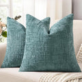 decorUhome Summer Teal Chenille Euro Sham Throw Pillow Covers 26x26 Set of 2 Textured Soft Cozy Slubby Couch Pillow Covers Modern Farmhouse Boho Decorative Pillow Cases for Bed Sofa Living Room