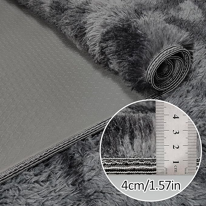 Tie-Dyed Runner Rug for Bedroom Black Grey 3x10ft Fluffy Area Rug Bedside Runner Rug for Kids Room Boys Teens Nursery Baby Living Room Dorm Home Decor Carpets