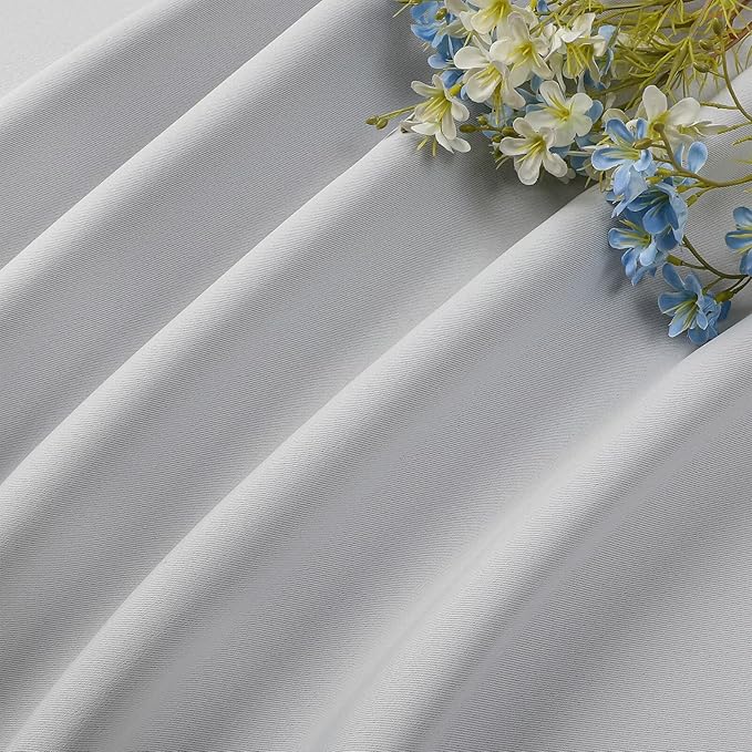 CUCRAF Grayish White Blackout Curtains 96 inch Length 2 Panels Set, Rod Pocket Room Darkening Drapes for Bedroom Living Room, Insulated Thermal Light Blocking Window Curtain (W52 x L96 Inch)