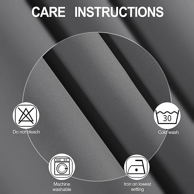 LEMOMO Frost Grey Thermal Blackout Curtains/38 x 63 Inch/Set of 2 Panels Room Darkening Curtains for Bedroom