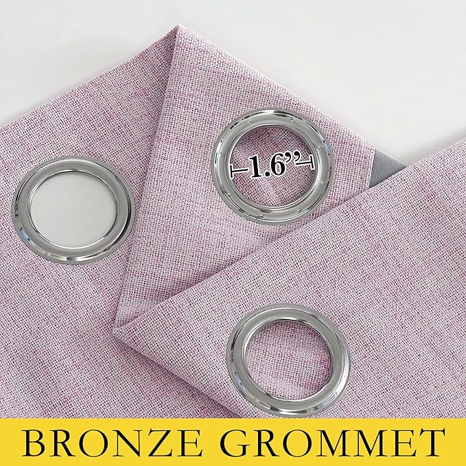 NICETOWN Pink Vintage Linen 100% Blackout Curtains for Living Room, Thermal Insulated Curtains 108" Long, Noise Reducing Window Treatment Drapes for Hall Room, 52" Wide Per Panel, Set of 2